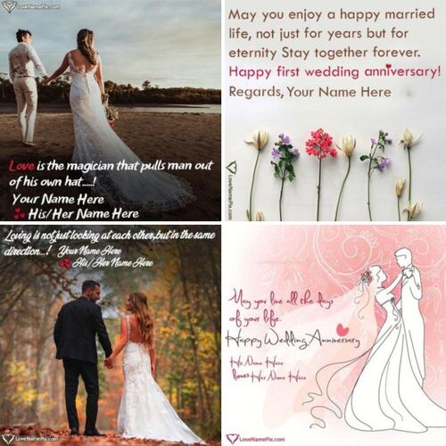 Happy Wedding Anniversary Wishes & Cards With Couple Name
